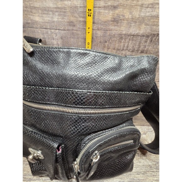 Brighton Black Pebbled Leather Croc Shoulder Purse Bag Handbag Satchel E370920 - Picture 14 of 14